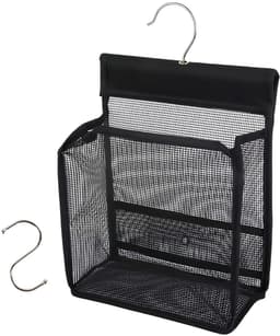 Wasknijperzak - 20 x 10 x 24 cm - Mesh met haken - Zwart — thumbnail 1
