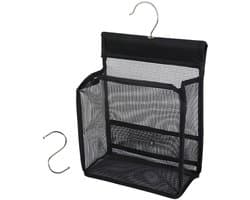 Wasknijperzak - 20 x 10 x 24 cm - Mesh met haken - Zwart