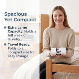 Waszak van katoenen linnen, duurzaam, zeer duurzaam, speelgoedopbergtas, vuile kleding, trekkoord met koordsluiting (wit-2) — thumbnail 5