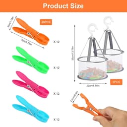48pcs wasknijpers met mand voor waslijn - kleding - sokken — thumbnail 2