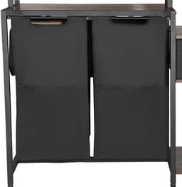3-laags wasorganizer met rek, hoge wasmand met planken en vakken, vrijstaande opbergunit met 2 compartimenten, duurzame stoffen zakken en ladderplanken voor het sorteren van kleding — thumbnail 1