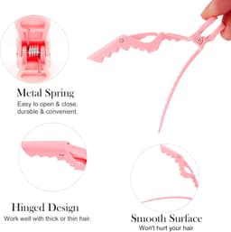 14 Roze Alligator Haarclips voor Styling Secties - Grote Salon Haarclips voor Verven en Knippen — thumbnail 5