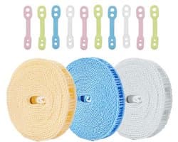 Winddichte Antislip Waslijn 3-Pack - Draagbare 8,0 m Waslijnen voor Binnen en Buiten