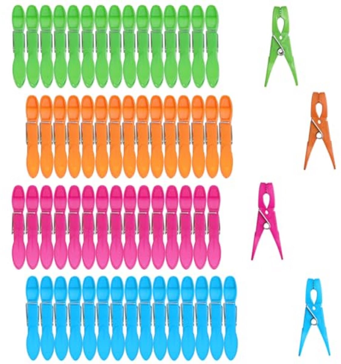 Kleurige Wasknijpers 60 Stuks - Antislip Kunststof Wasknijpers met Buitenringveer voor Waslijn en Wasrek — afbeelding 1