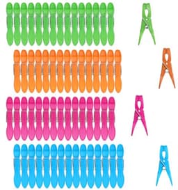 Kleurige Wasknijpers 60 Stuks - Antislip Kunststof Wasknijpers met Buitenringveer voor Waslijn en Wasrek — thumbnail 1