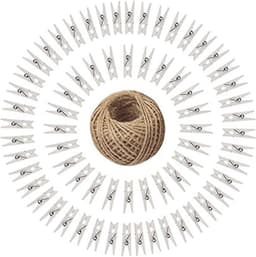 Houten Wasknijpers Set van 100 met Jute Touw voor DIY Creaties en Decoratie — thumbnail 5