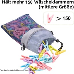 Wasknijperzak voor binnen en buiten - Maximaal 100 wasknijpers - Grijs en minimalistisch design — thumbnail 5