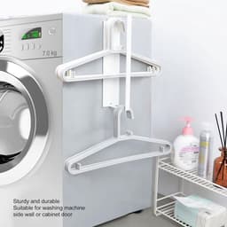 Kleerhangerorganizer van magnetisch wandpaneel met ronde hoek - Metalen magnetische zuignap voor kast - Wit - Opbergoplossing voor wasmachine - Duurzame hangerhouder - Ruimtebesparend ontwerp. — thumbnail 5