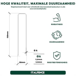 Grondankers U-vorm - Haringen Bodemvast - Wasmant Bevestigen - Gegalvaniseerd Staal - 1000 stuks - Zilverkleurig — thumbnail 4