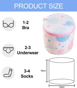 Waszakken voor beha's, 3 stuks, beha-net met ritssluiting, premium voor wasmachine, set met wasnetten, sokken en kleding voor kinderen enz. (wit) — thumbnail 5