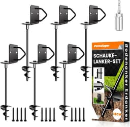SnelShoppen - Grondankers voor Trampolinepalen, Robuuste Schuurankers, Haringen voor Hek en Carport, 6 Stuks van 35 cm, Ideaal voor Tuin, Camping en S — thumbnail 1