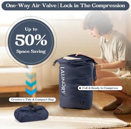 SnelShoppen - Travel Laundry Bag, Vacuüm Compressie Waszak, Waterdichte Opbergtas voor Vuile Kleding, Geurvrij, Ruimtebesparend, Ideaal voor Camping, — thumbnail 5