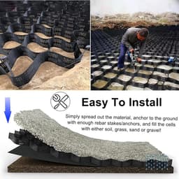 Grond Grid - Grind Stabilisator - Opritten Stabiliseren - Hoge Draagkracht - 40x40 cm - Zwart — thumbnail 2