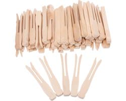 Ronde Knijpers - Wasknijpers Hout - Kleding Drogen - Gladde Afwerking - 9.5 cm - Beige