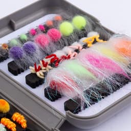 Vliegenvissen vliegen set forelbaarsvissen met vliegenbox, 36/64/72/76/80/96 stuks. Met droogvliegen/natte vliegen, nimfen, streamers, popper — thumbnail 2