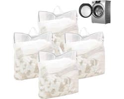 Wasnetjes met ritssluiting - Wit - 50 x 60 x 10 cm - Polyester waszakken voor wasmachine - Set van 4