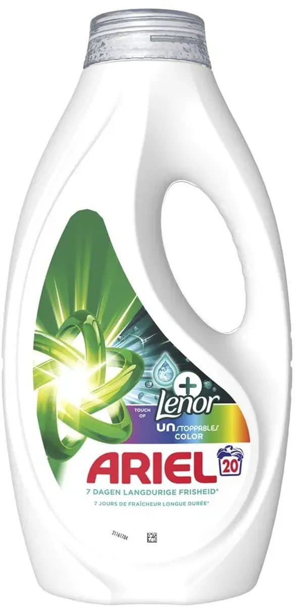 Ariel Vloeibaar Wasmiddel Color +Touch Van Lenor Unstoppables 20 Wasbeurten - 900 ml — afbeelding 1