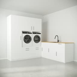 Wasophoogte® Wasmachine Kast Oslofjord - Wasmachine verhoger - Wasmachine ombouw - 700(D)*2630(B)*2350(H) mm - Wit — thumbnail 1