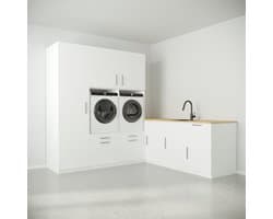 Wasophoogte® Wasmachine Kast Oslofjord - Wasmachine verhoger - Wasmachine ombouw - 700(D)*2630(B)*2350(H) mm - Wit
