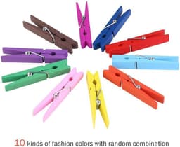 Houten Wasknijpers - Kleding Pins - Foto's Ophangen - Milieuvriendelijke Verf - 100 Stuks - Gekleurd — thumbnail 5