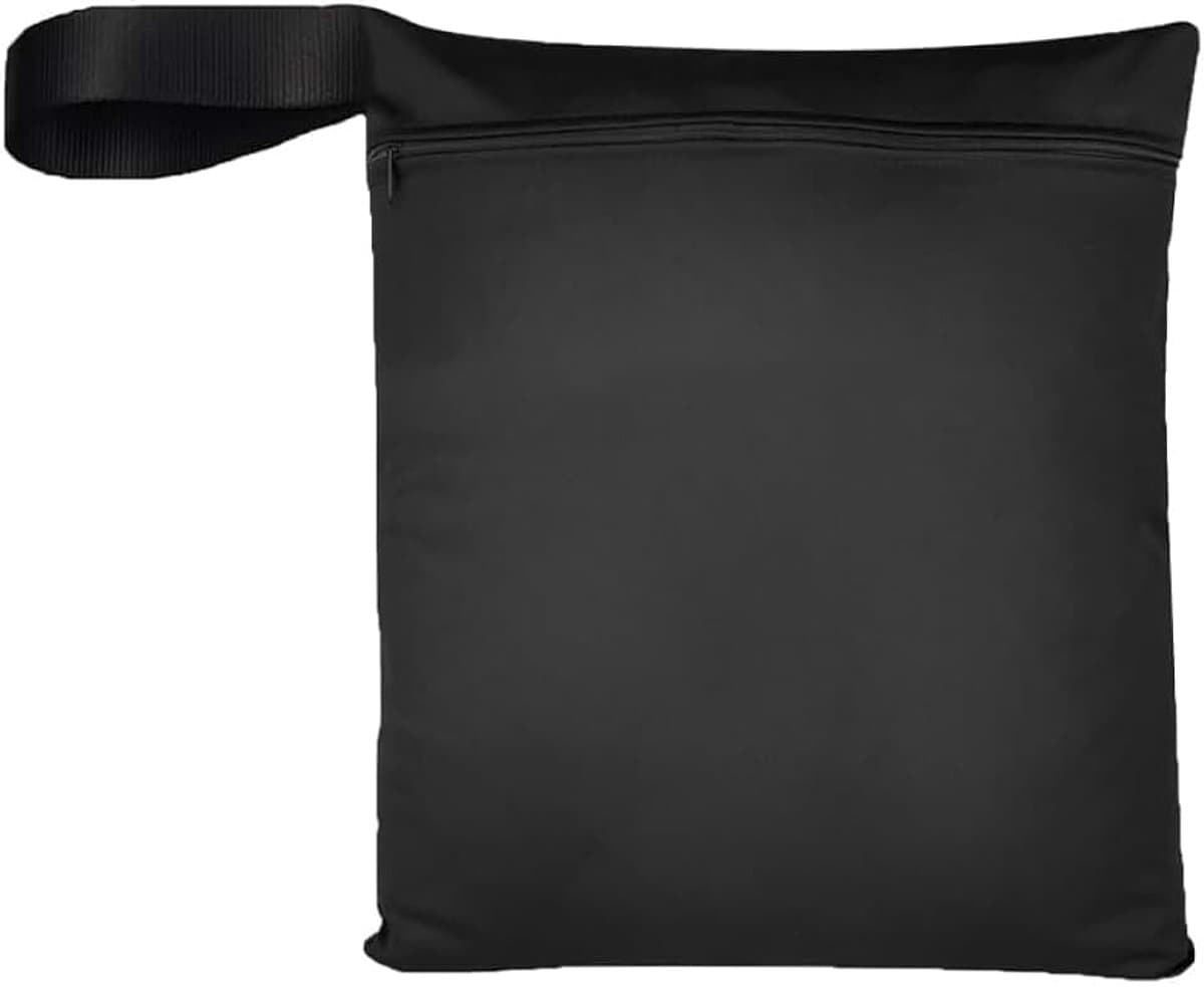 1 waszak, 30 x 22,5 cm, waterdicht, herbruikbaar, met ritssluiting, voor sportschool, zwemmen, zwart — afbeelding 1