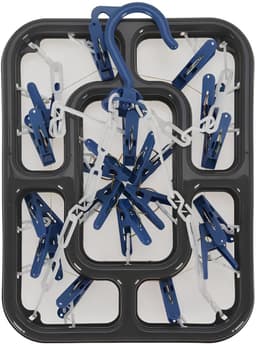 Storage Solutions Droogcarrousel / droogmolen - grijs / blauw - met 18 knijpers - 24 x 31 cm - kunststof — thumbnail 3