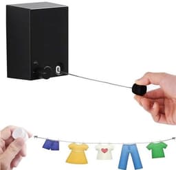 Uitschuifbare waslijn voor binnen, verborgen uitschuifbare waslijn voor balkon, boren niet nodig, hangt niet door, hoog draagvermogen, te gebruiken voor het drogen van kleding. — thumbnail 1