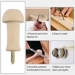 Solidchoice- Houten Shaker Peg - 10 Stuks - Duurzaam - Herbruikbaar - Voor Kleding/Hoezen - Ideaal voor Thuis/Office - Wandhaak — thumbnail 3