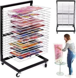 Dailygoods - Klein Hangend Kunst Droogrek met 19 Uitneembare Schappen - Mobiele Droogtoren voor Klaslokalen — thumbnail 1