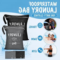Set van 2 waterdichte waszakken, opvouwbaar met ritssluiting, ideaal voor fitness, kamperen en dagelijks gebruik, 38 x 48 cm — thumbnail 5