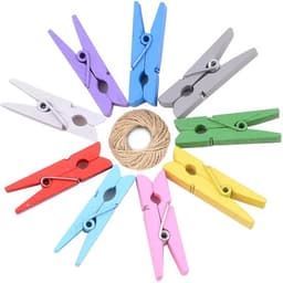 Knutselharingen 10 m Koord - Mini Wasknijpers Hout - Fotobevestiging - Cadeau-accessoires - Creatieve Klemmen - Stabiel en Goed Afgewerkt — thumbnail 1