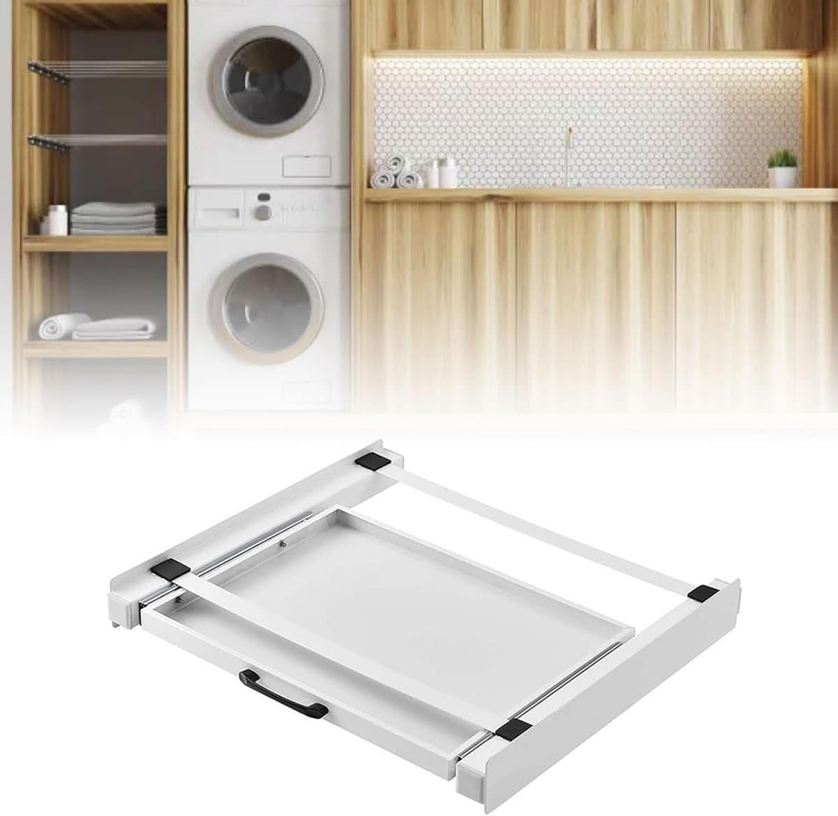 Wasdroger Stapelkit - Wasrek Droger - Ruimte Besparen - Uittrekbare Plank - 60 Cm Breed - Zwart — afbeelding 1