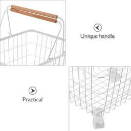 Wasmand op wielen - Opbergmand - Kleding sorteren - Met handgrepen - 38x31x28.5cm - Wit — thumbnail 4