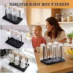 Multifunctionele Droogrek voor Flessen en Bekers, 6-delige Metalen Flessenstandaard met Afvoer en Mat, Ideaal voor Keuken en SodaStream Gebruik — thumbnail 3