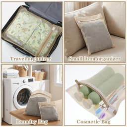 Set van 2 Katoenen Wasnetten voor Delicate Kleding, Ademend en Met Rits voor Ondergoed, Lingerie en Sokken - Maten 15,75×12 cm en 7,87×12 cm — thumbnail 3