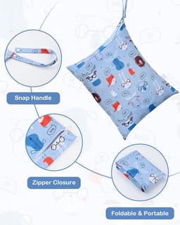 SnelShoppen - Waterproof Travel Laundry Bag 16x20 inch - 2 Stuks Herbruikbare Waszakken voor Zwemkleding, Waterdichte Opbergzak met Drukknoop Handvat, — thumbnail 4