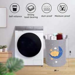 Storage Box with Lid Laundry Basket with Drawstring Children's Laundry Hamper Storage Basket Children Large Foldable for Girls Boys for Baby Room, Toys, Laundry, Baby Clothes, Multifunctional — thumbnail 2