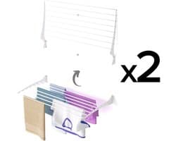 2x Foxydry Fold 100 white wasdroogrek wandmontage clicksysteem - 100 x 50 x 10 cm