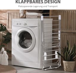 Wasrek inklapbaar - wasrek staand - 3-Traps vleugel droogrek - zilver - RVS Kunststof -138 x 60,5 x 112 cm — thumbnail 5