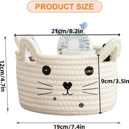 Dailygoody - Cotton Storage Basket - Opbergmand - Praktisch voor kinderen - Wit - Geschikt voor speelgoed en wasgoed - Natuurlijk katoen - Ideaal voor — thumbnail 2