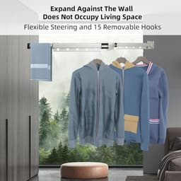 Ruimtebesparend Droogrek voor Kleding - Inklapbaar Wandmontage Kledinghanger voor Wasruimte — thumbnail 5
