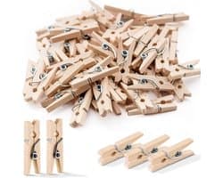 Mini Wasknijpers - 50 stuks - Knijpers Hout - Knijpertjes