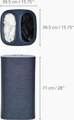 Dubbele Wasmand - Wasmand 2 Vakken - Laundry Bag - 60L — thumbnail 5
