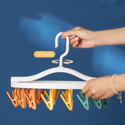 klemmen met antislip - Sokdroger - pantalonhanger – kledinghanger - draaibaar en opvouwbaar - meerdere rokhangers met clips - anti-slip - voor sokken ondergoed schoen inlegzolen babykleding hoeden — thumbnail 3