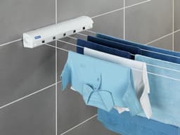 Wandwaslijnen 5 waslijnen tot 420 m traploos uittrekbaar praktisch rolsysteem weerbestendig voor balkon en tuin - incl. bevestigingsmateriaal — thumbnail 1