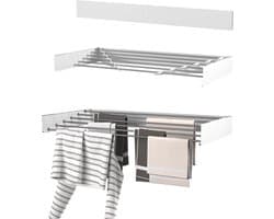 Wasophoogte® Wanddroogrek - Wasrek inklapbaar - Wasrek Hangend - Droogrek inklapbaar - 100cm - 6m drooglengte - inclusief boormal — afbeelding 1