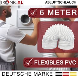 TronicXL PVC afvoerslang - 100 mm - 6 m - voor uw droger, airconditioning, toe en afvoerlucht installatie en meer - 4 inch - universeel — thumbnail 4