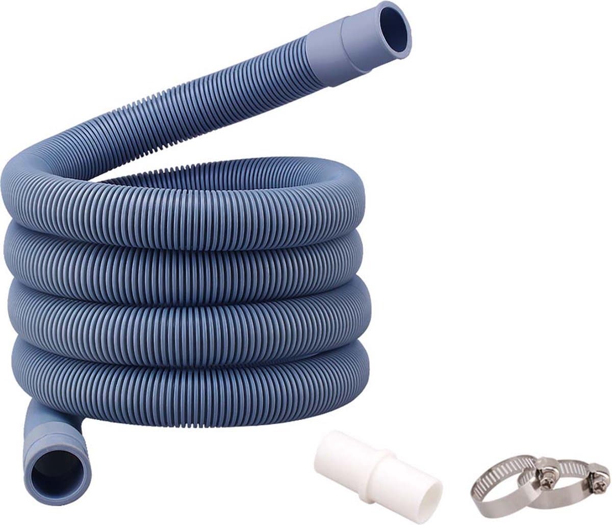 Wasmachine slang- Verlengslang-Universeel-afvoerslang verlengset - Geschikt voor wasmachine vaatwasser - Universeel-1 verlengadapter en 2 slangklemmen-2 meter-afvoerslang voor wasmachine — afbeelding 1
