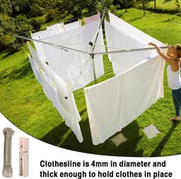 30 m waslijn met stalen kern, 3 mm waslijn, extra sterk, met een draagvermogen van 120 kg, roestvrij en waterdicht waskoord voor huishouden, tuin en camping — thumbnail 2
