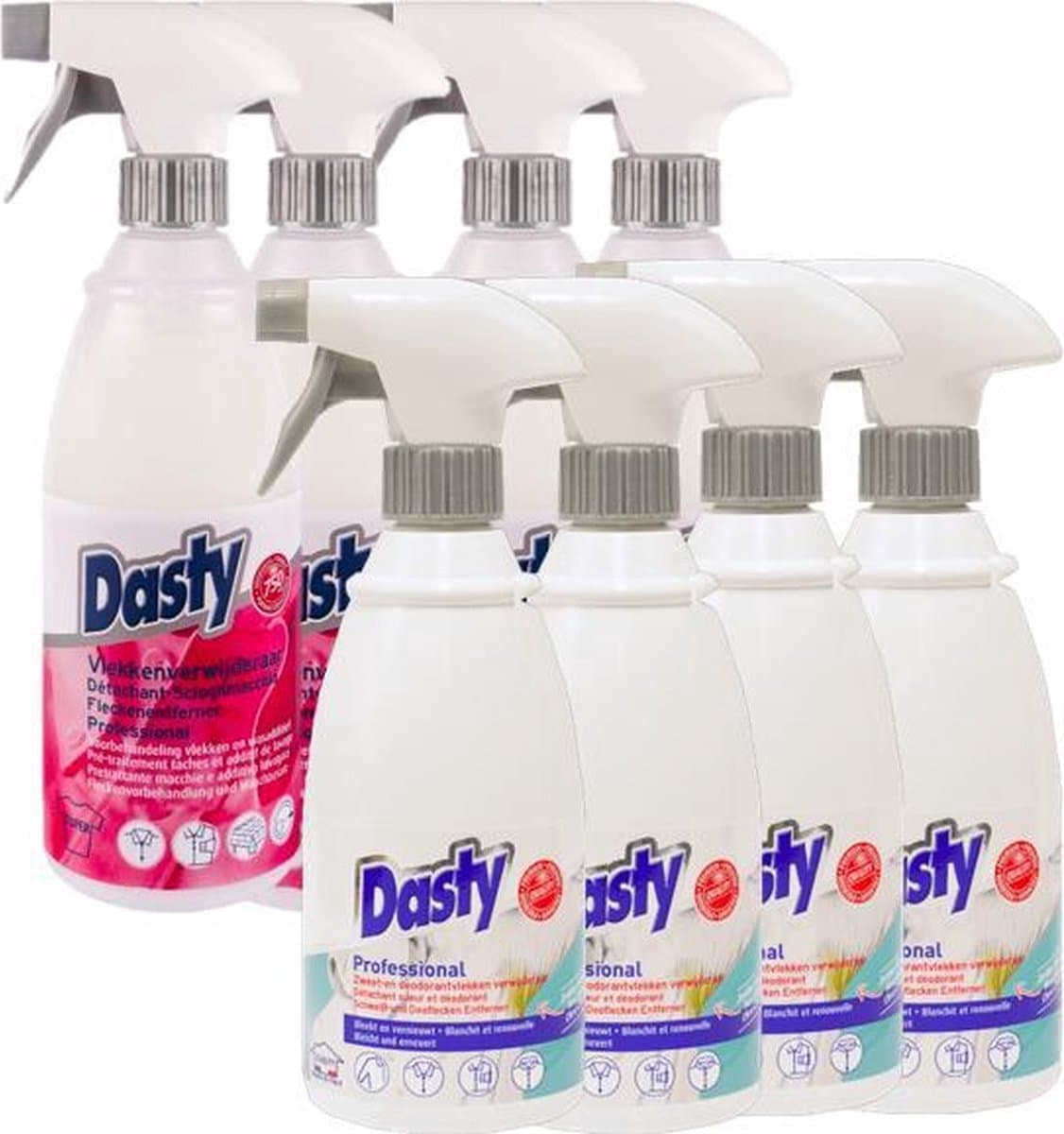 Dasty TEXTIEL Pakket LARGE: Professionele Vlekkenverwijderaar + Zweet- en deodorantvlekken verwijderaar: 4+4 stuks — afbeelding 1